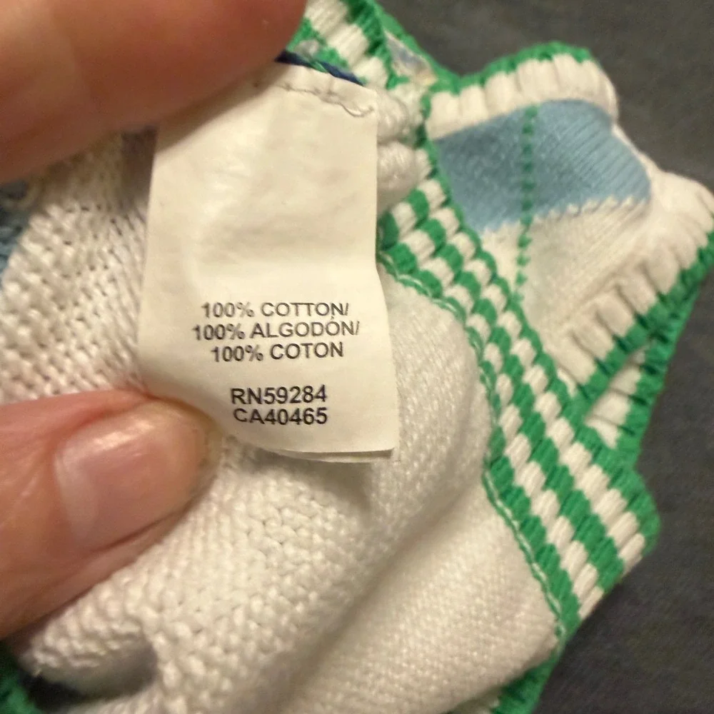 The Childrens Place Boys Argyle Sweater Vest Green Blue White 24 Months Cotton‎